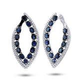 1.13ct Diamond & 6.33ct Blue Sapphire 14k White Gold Earring